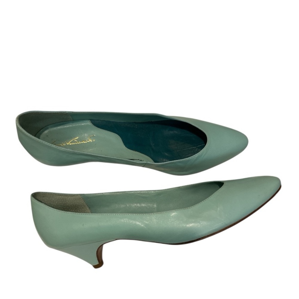 Tiffany Blue Gloria Vanderbilt Vintage Leather Kitten Heels – Size 9N 90s